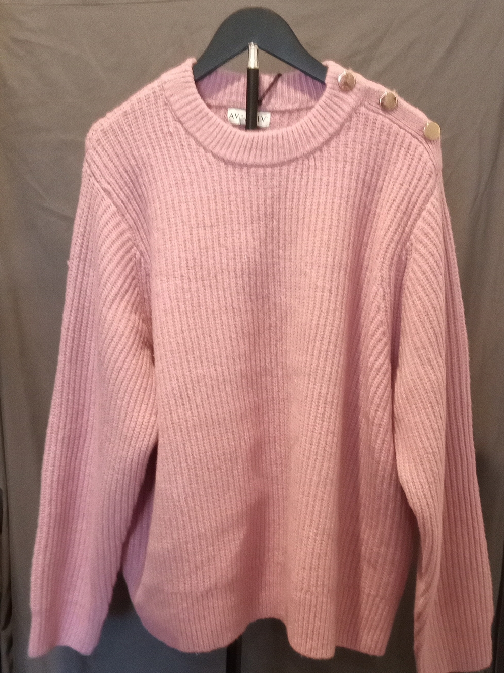 Ava & Viv Pastel Purple Ribbed Crewneck Sweater with Shoulder Buttons NWT